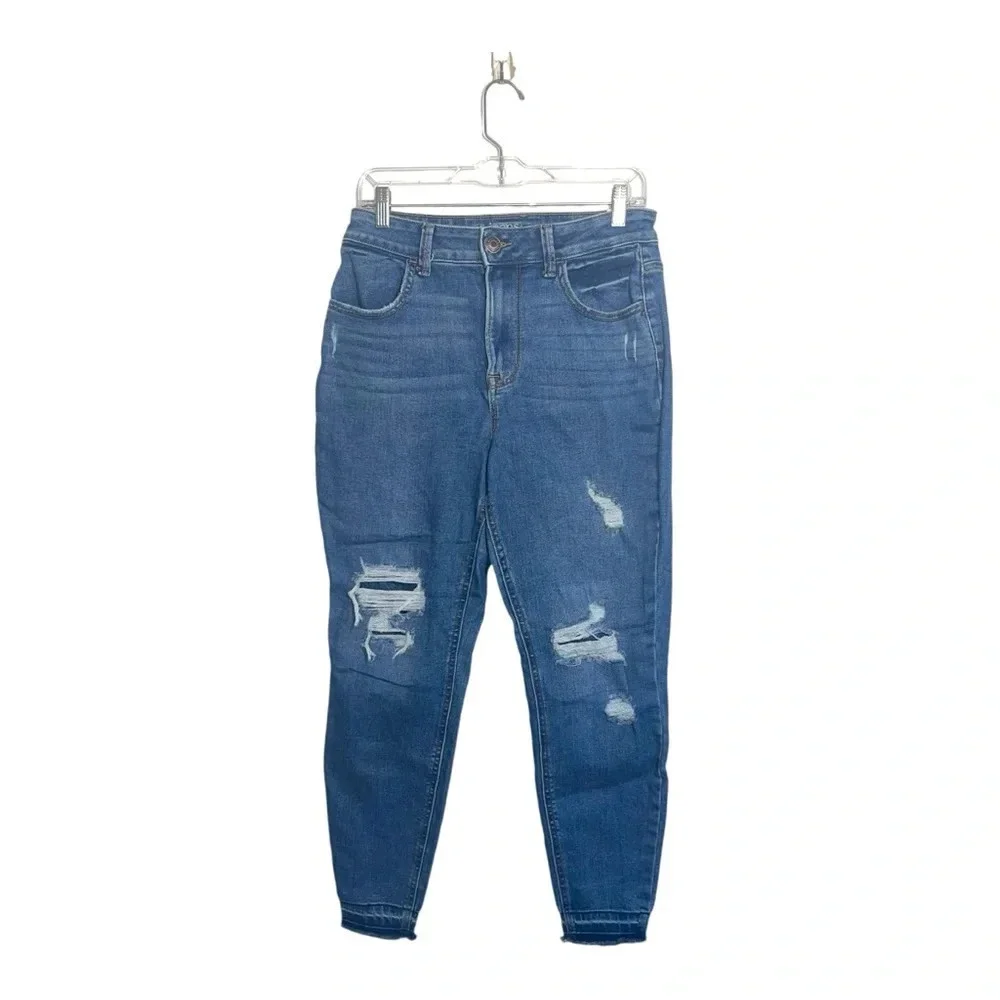 Maurices Patch Ripped Skinny Jeans Medium Wash High Rise Medium Short Women’s - Picture 2 of 13